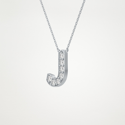 0.356 CT Moissanite J-Shaped Necklace in 14K or 18K Solid Gold – DEF Color, VVS Clarity