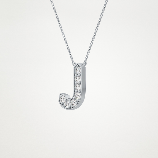 0.356 CT Moissanite J-Shaped Necklace in 14K or 18K Solid Gold – DEF Color, VVS Clarity