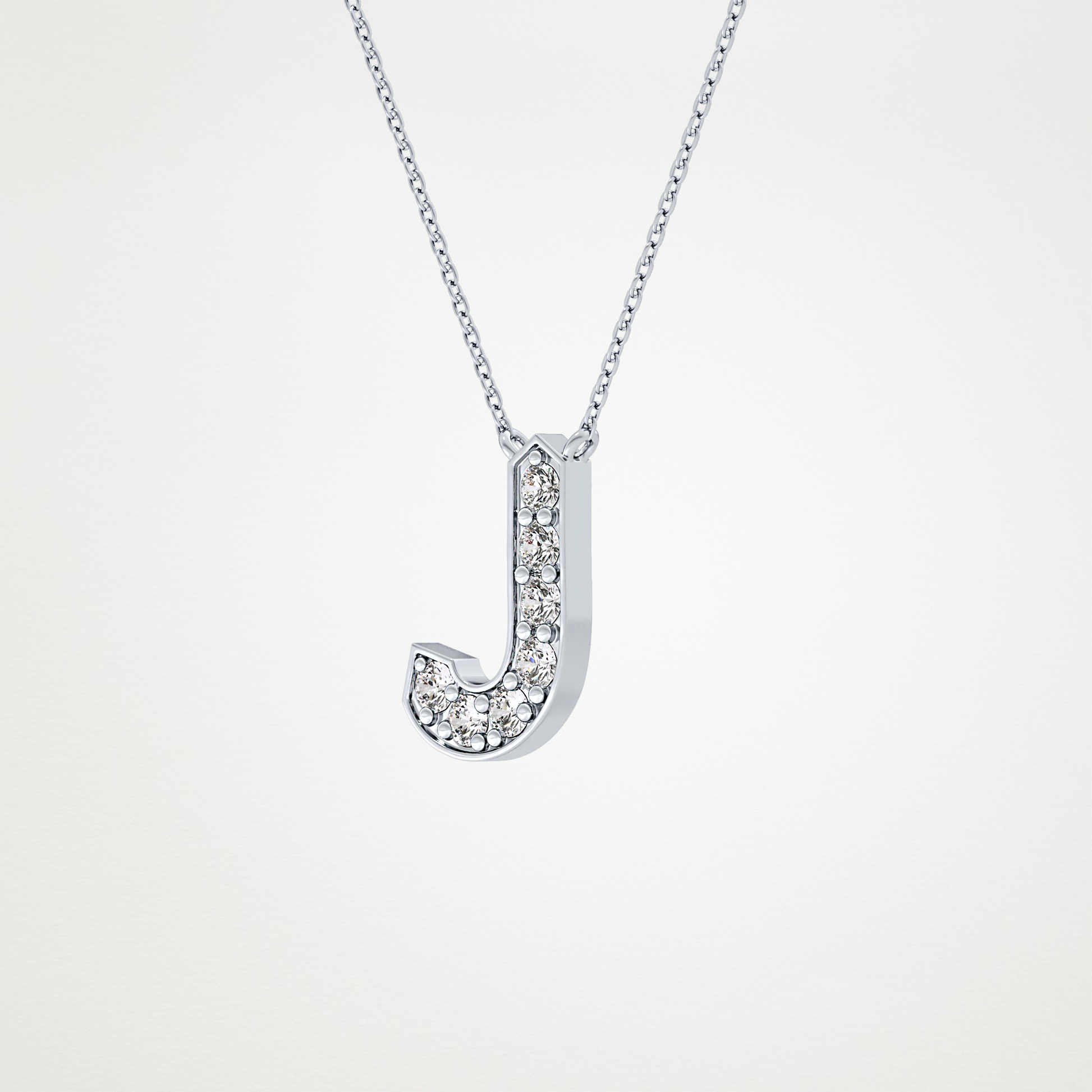0.356 CT Moissanite J-Shaped Necklace in 14K or 18K Solid Gold – DEF Color, VVS Clarity