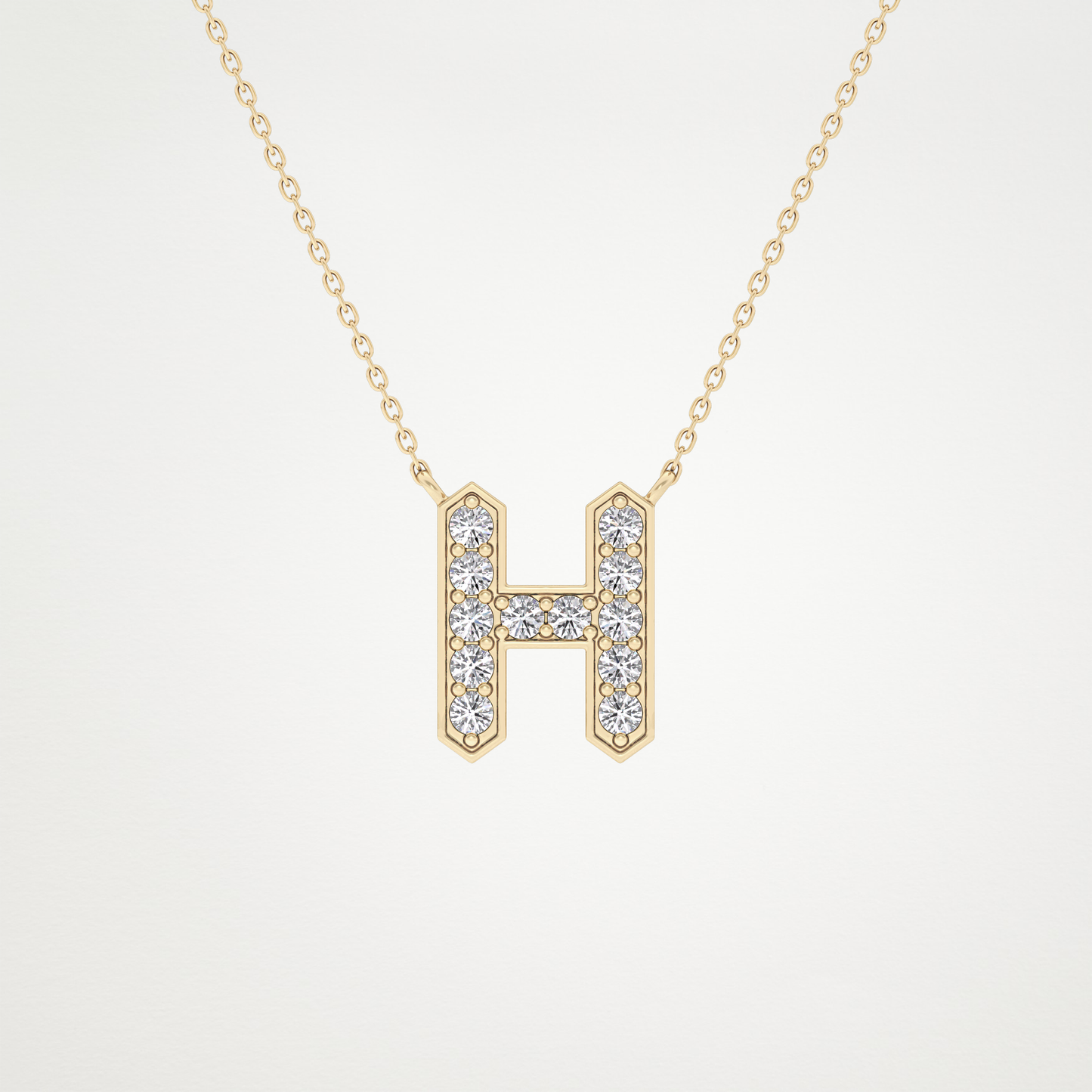 0.36 CT Moissanite H-Shaped Necklace in 14K or 18K Solid Gold – DEF Color, VVS Clarity