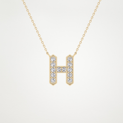 0.36 CT Moissanite H-Shaped Necklace in 14K or 18K Solid Gold – DEF Color, VVS Clarity