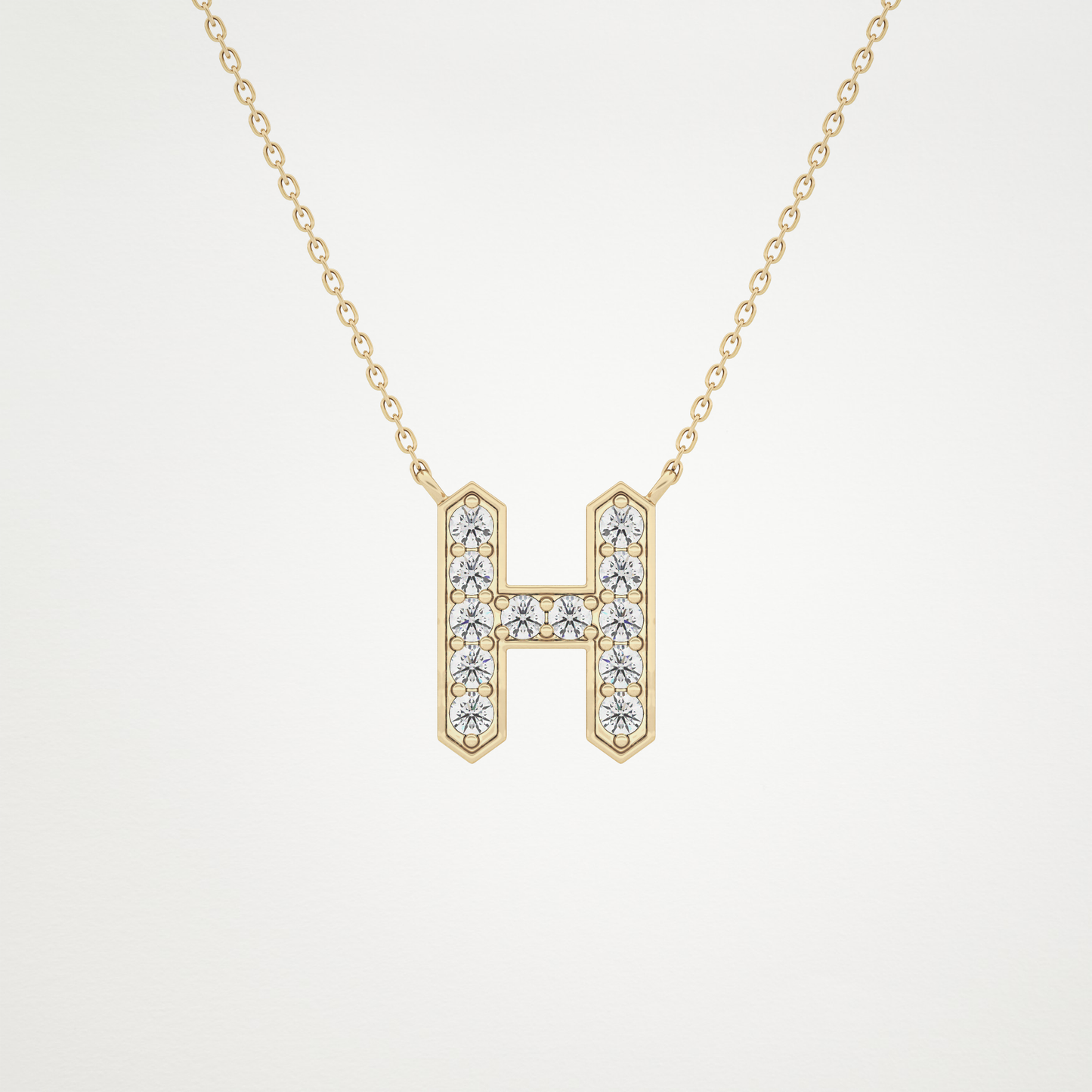 0.36 CT Moissanite H-Shaped Necklace in 14K or 18K Solid Gold – DEF Color, VVS Clarity