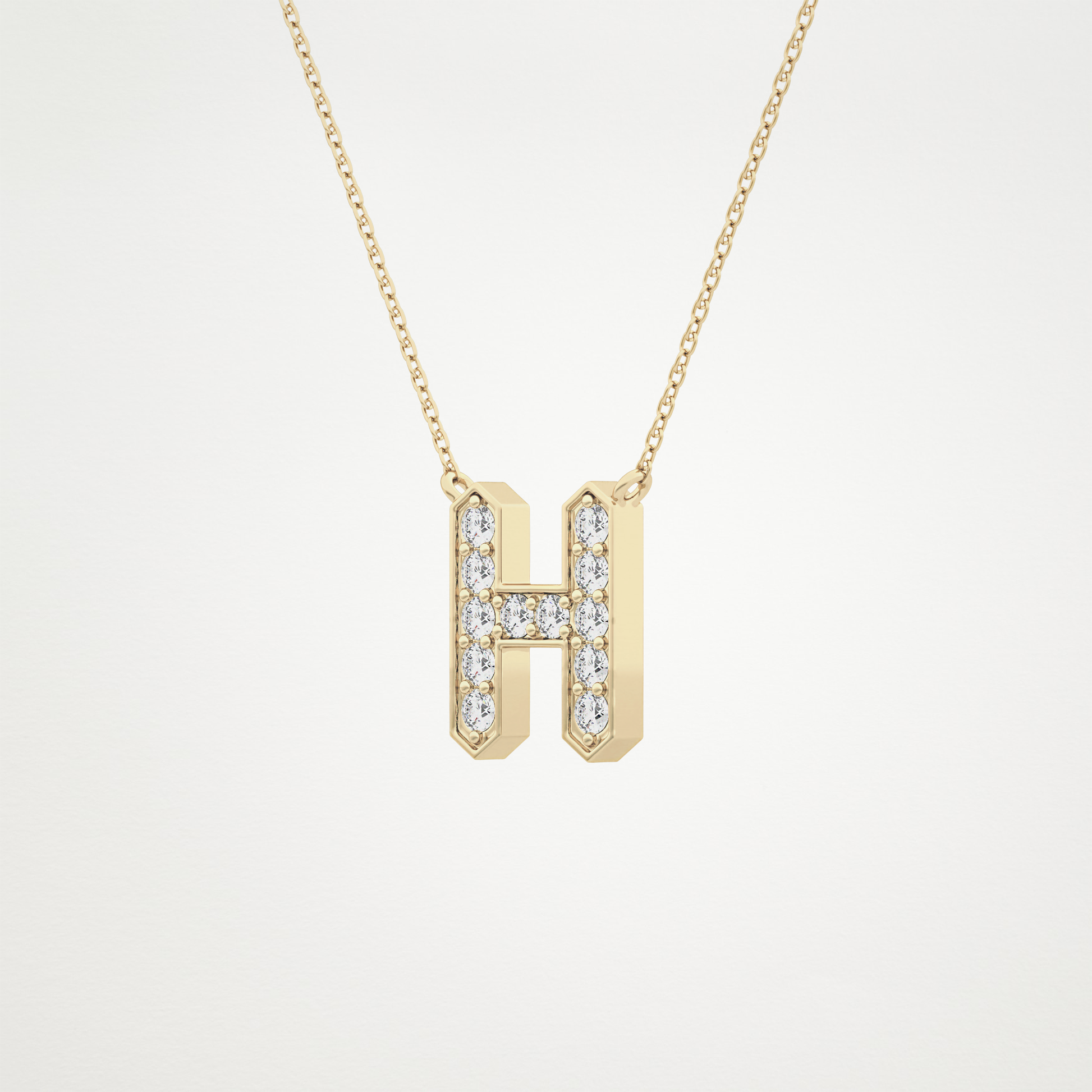 0.36 CT Moissanite H-Shaped Necklace in 14K or 18K Solid Gold – DEF Color, VVS Clarity