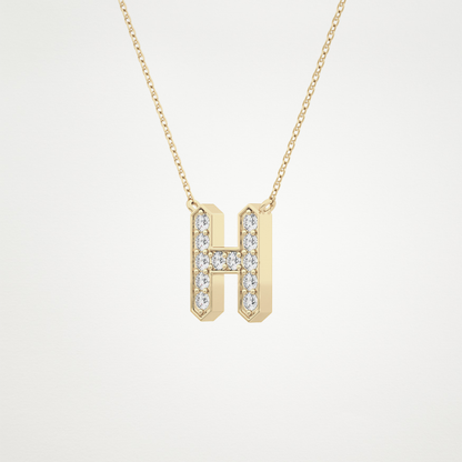 0.36 CT Moissanite H-Shaped Necklace in 14K or 18K Solid Gold – DEF Color, VVS Clarity