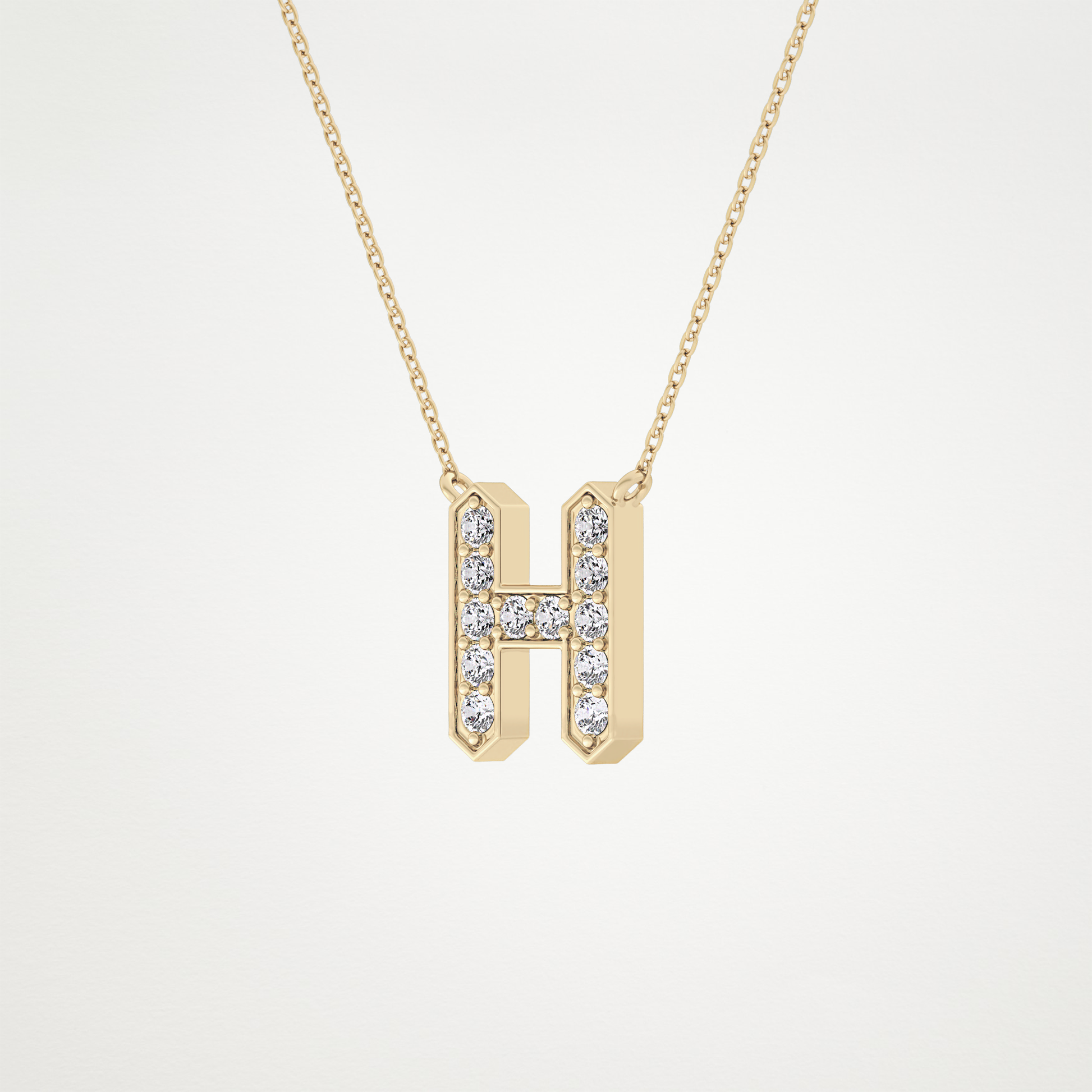 0.36 CT Moissanite H-Shaped Necklace in 14K or 18K Solid Gold – DEF Color, VVS Clarity