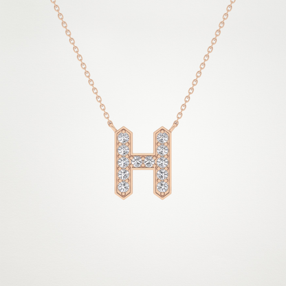 0.36 CT Moissanite H-Shaped Necklace in 14K or 18K Solid Gold – DEF Color, VVS Clarity