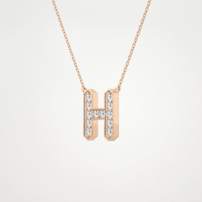 0.36 CT Moissanite H-Shaped Necklace in 14K or 18K Solid Gold – DEF Color, VVS Clarity