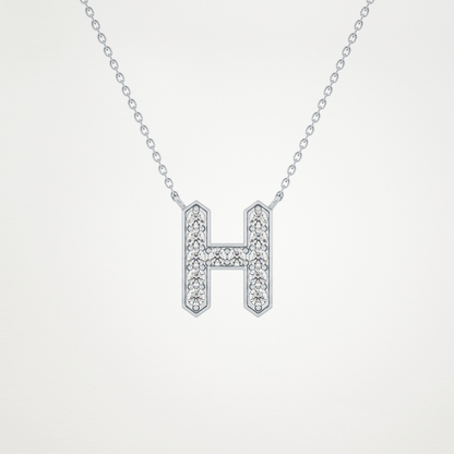 0.36 CT Moissanite H-Shaped Necklace in 14K or 18K Solid Gold – DEF Color, VVS Clarity