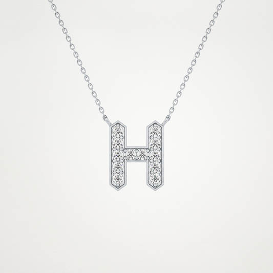 0.36 CT Moissanite H-Shaped Necklace in 14K or 18K Solid Gold – DEF Color, VVS Clarity