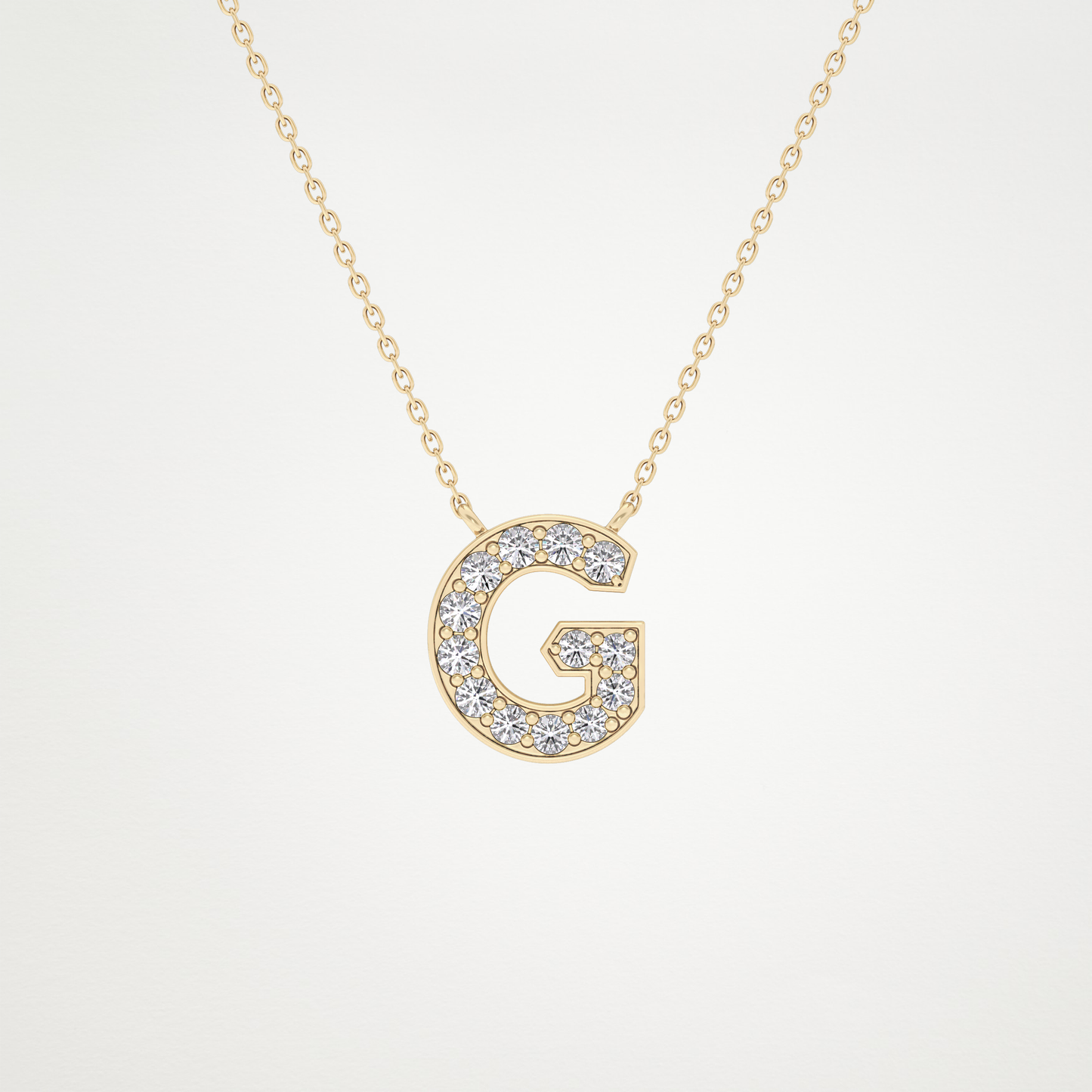 0.294 CT Moissanite G-Shaped Necklace in 14K or 18K Solid Gold – DEF Color, VVS Clarity