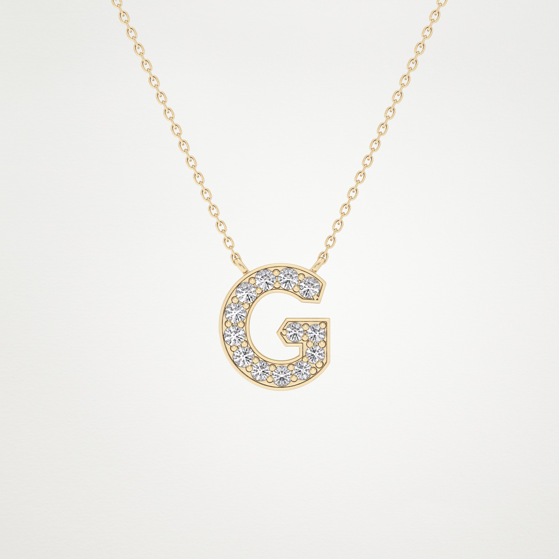 0.294 CT Moissanite G-Shaped Necklace in 14K or 18K Solid Gold – DEF Color, VVS Clarity