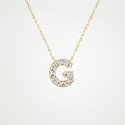 0.294 CT Moissanite G-Shaped Necklace in 14K or 18K Solid Gold – DEF Color, VVS Clarity