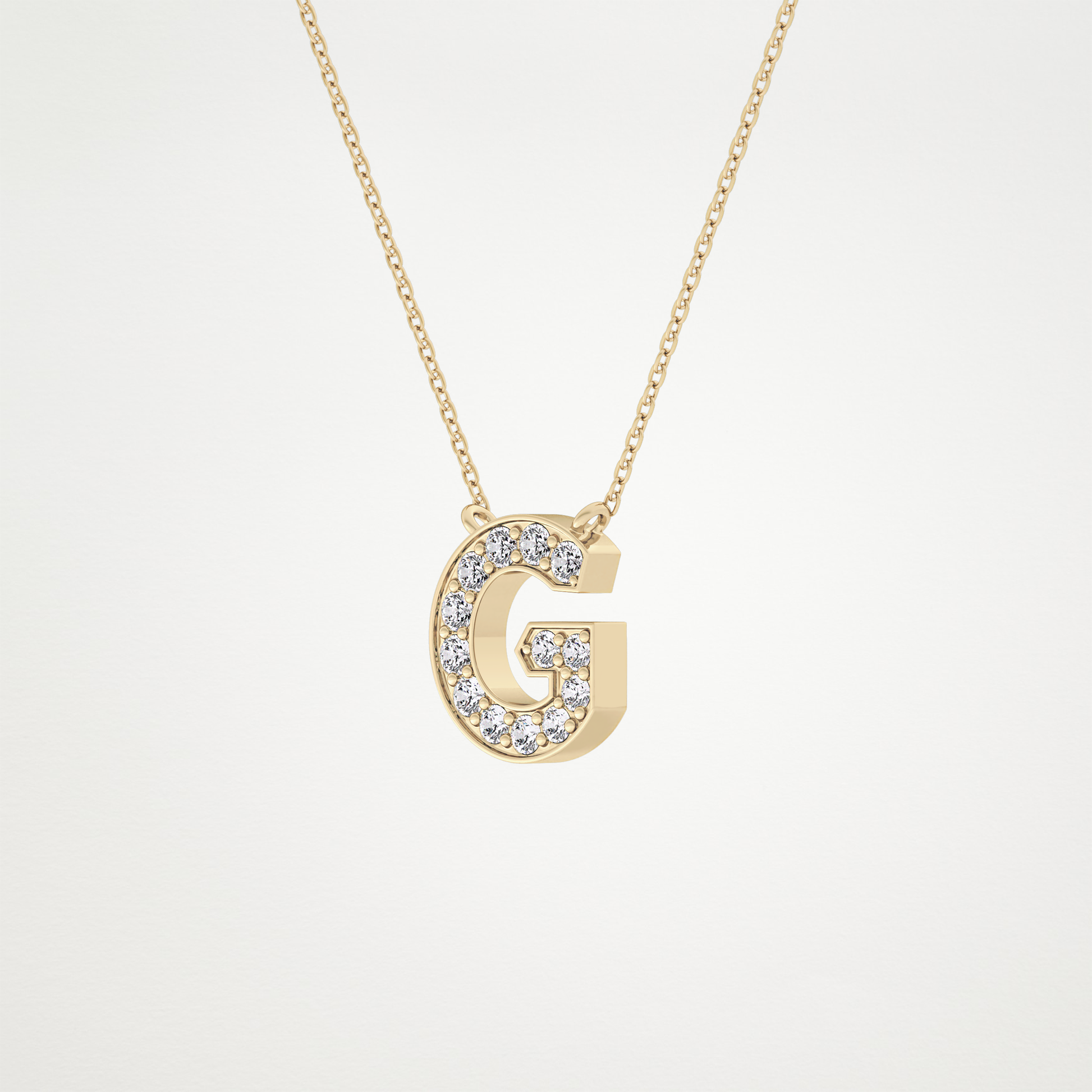 0.294 CT Moissanite G-Shaped Necklace in 14K or 18K Solid Gold – DEF Color, VVS Clarity