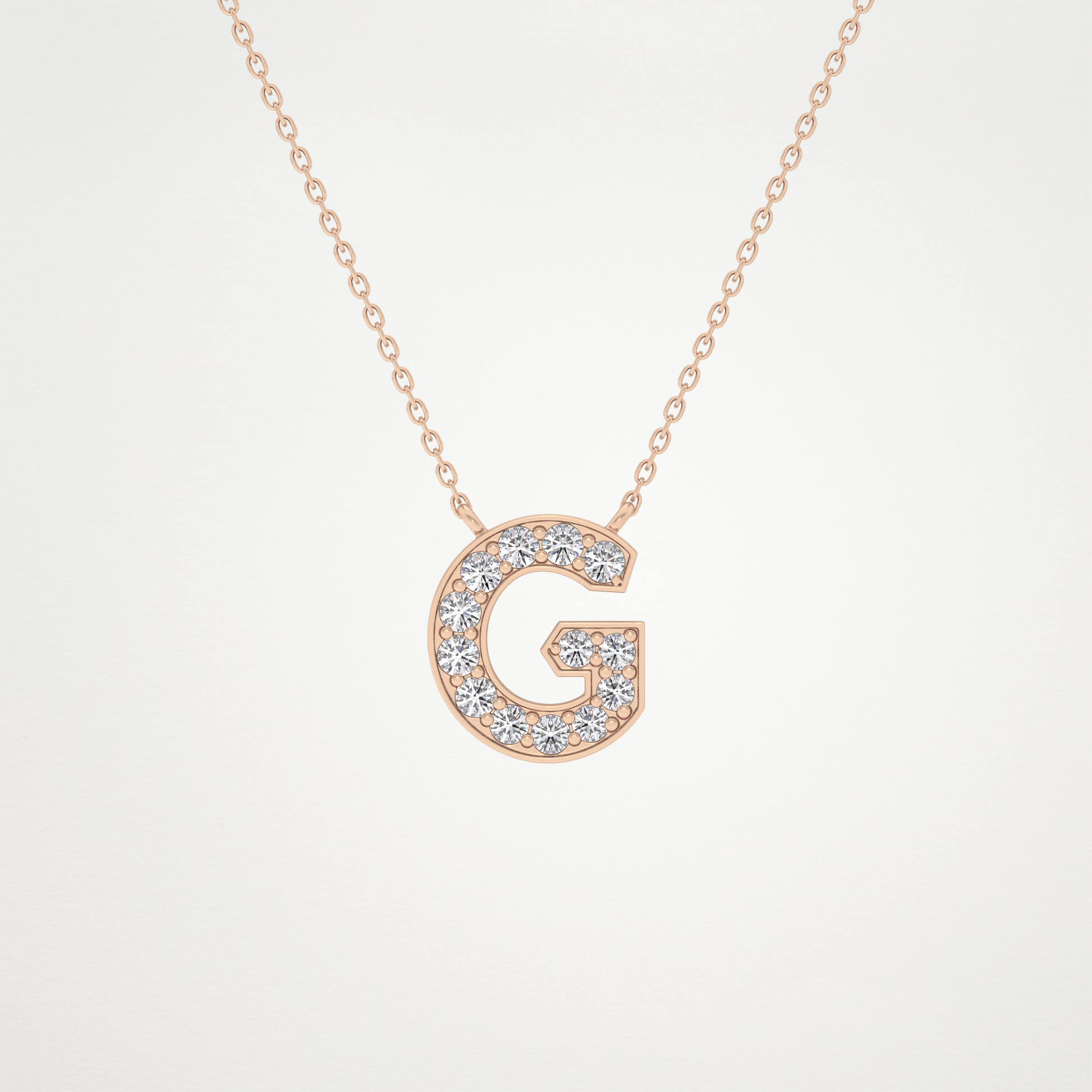 0.294 CT Moissanite G-Shaped Necklace in 14K or 18K Solid Gold – DEF Color, VVS Clarity