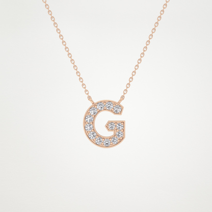 0.294 CT Moissanite G-Shaped Necklace in 14K or 18K Solid Gold – DEF Color, VVS Clarity