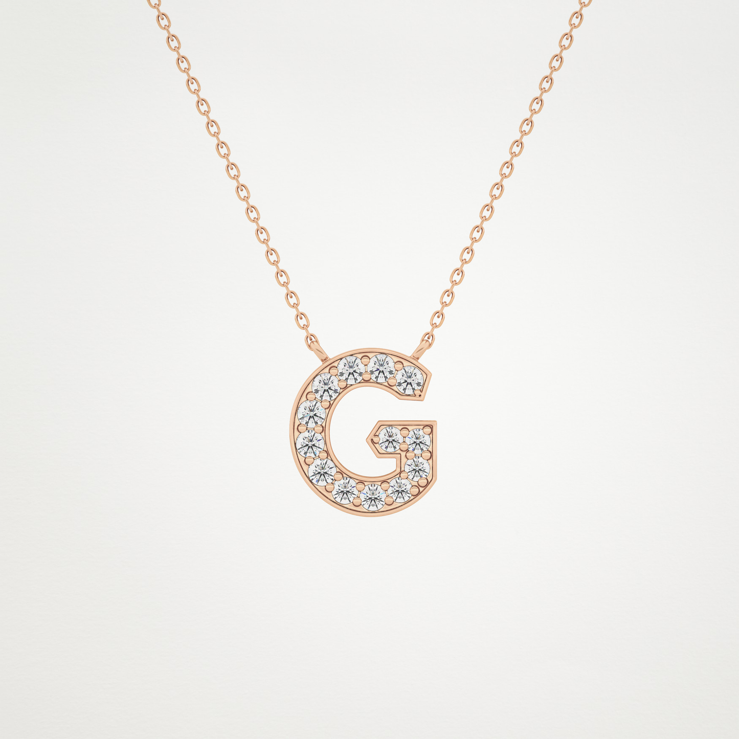 0.294 CT Moissanite G-Shaped Necklace in 14K or 18K Solid Gold – DEF Color, VVS Clarity