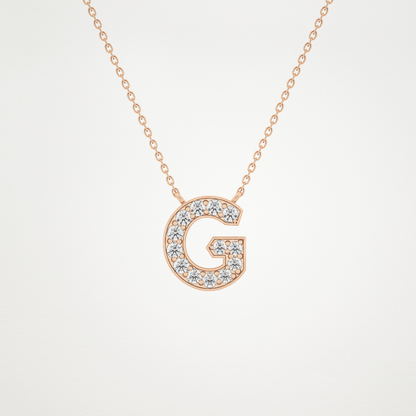 0.294 CT Moissanite G-Shaped Necklace in 14K or 18K Solid Gold – DEF Color, VVS Clarity