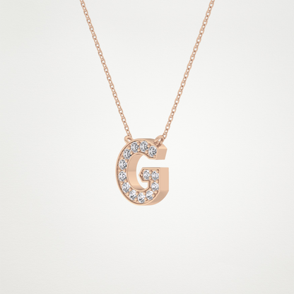 0.294 CT Moissanite G-Shaped Necklace in 14K or 18K Solid Gold – DEF Color, VVS Clarity
