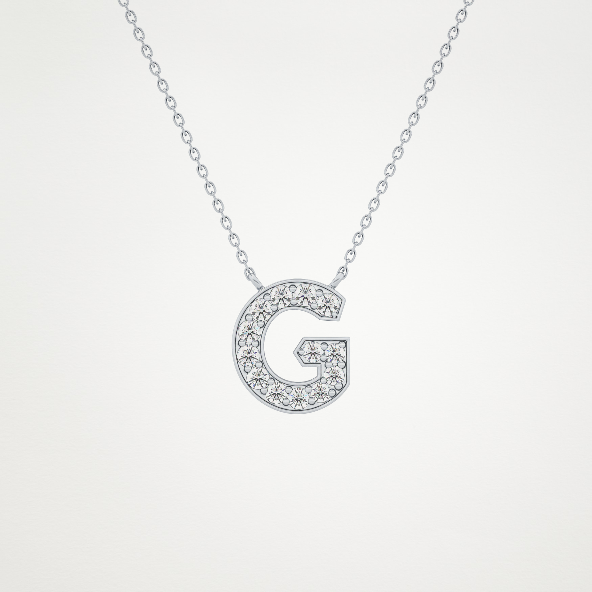 0.294 CT Moissanite G-Shaped Necklace in 14K or 18K Solid Gold – DEF Color, VVS Clarity