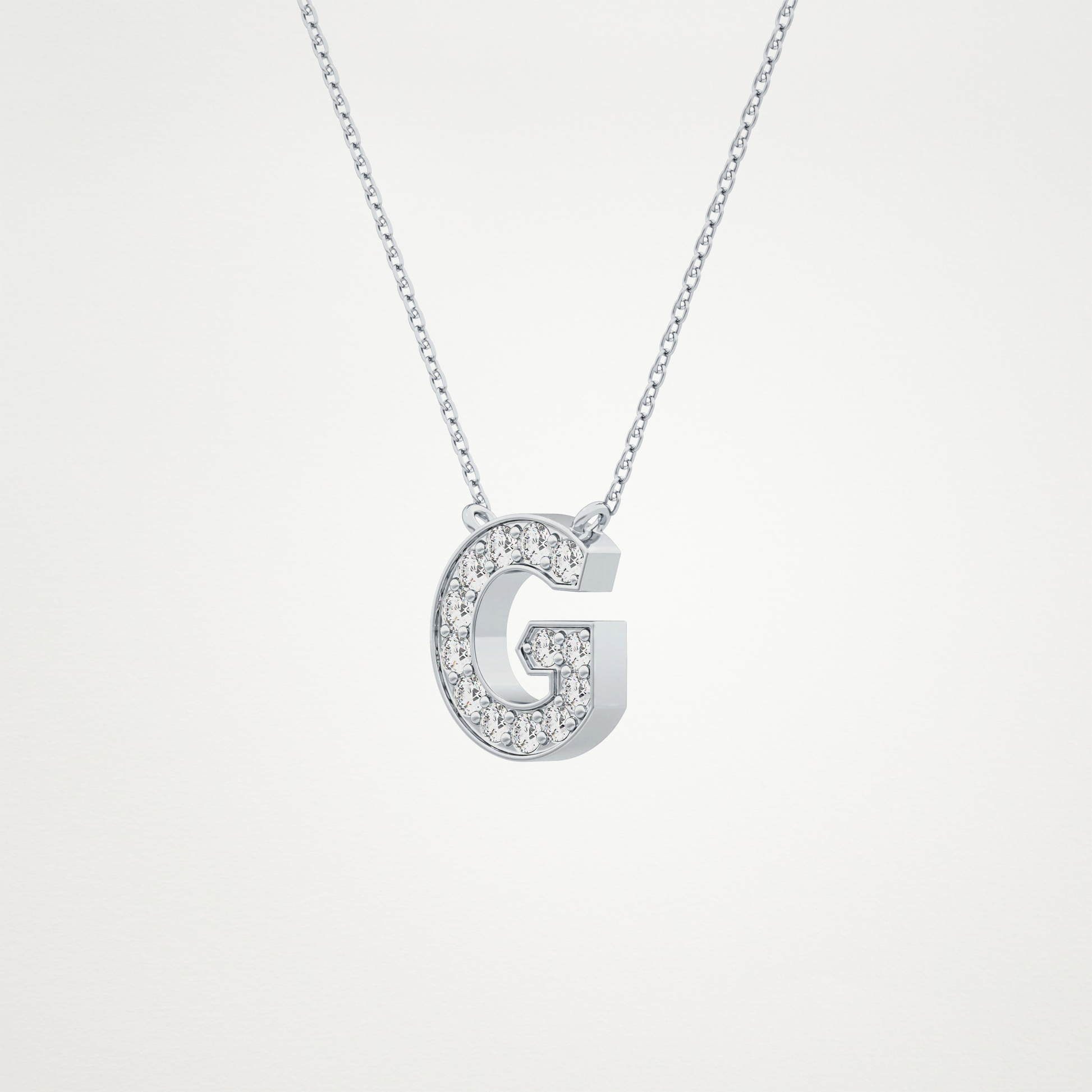 0.294 CT Moissanite G-Shaped Necklace in 14K or 18K Solid Gold – DEF Color, VVS Clarity