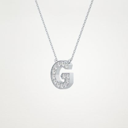 0.294 CT Moissanite G-Shaped Necklace in 14K or 18K Solid Gold – DEF Color, VVS Clarity