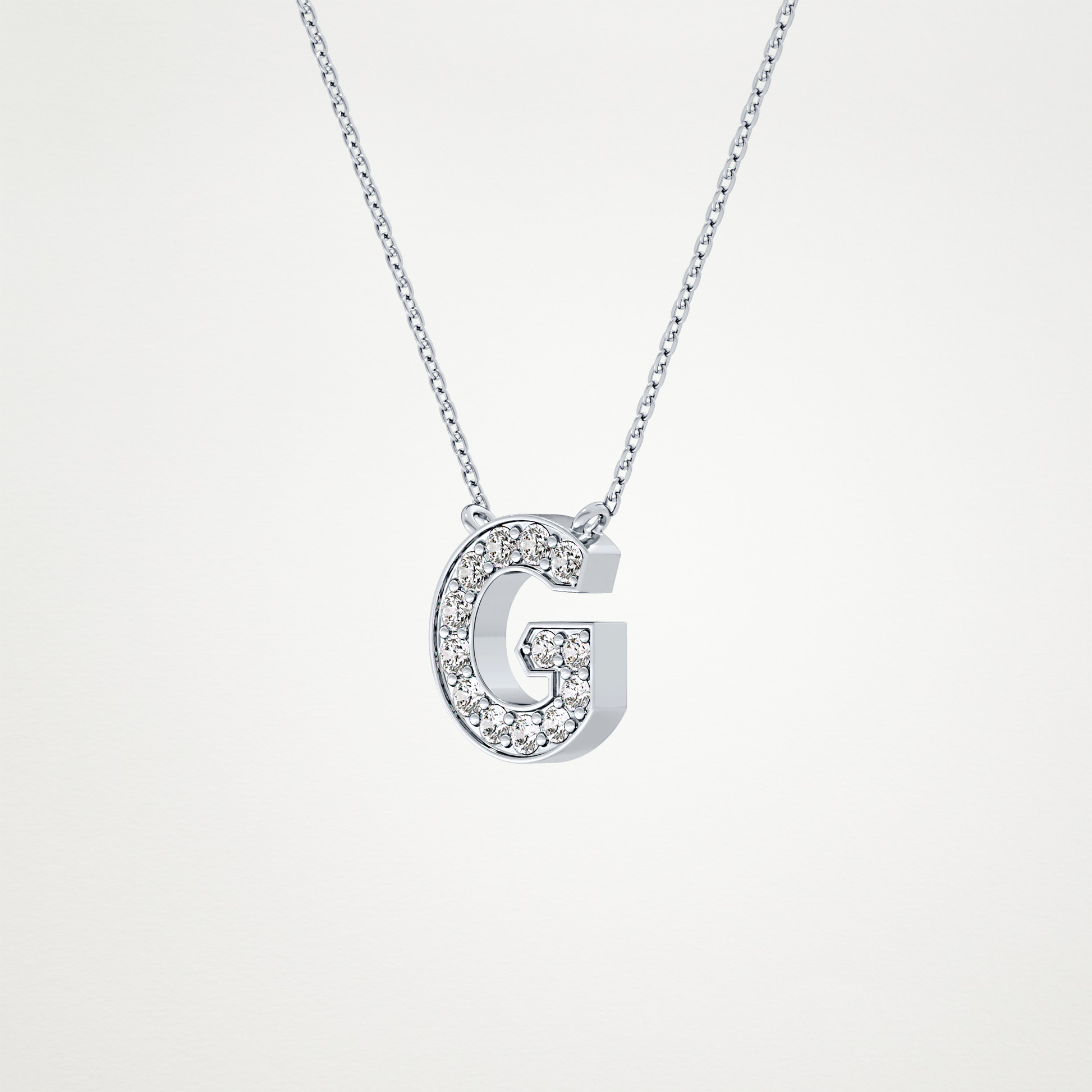 0.294 CT Moissanite G-Shaped Necklace in 14K or 18K Solid Gold – DEF Color, VVS Clarity