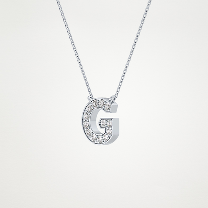 0.294 CT Moissanite G-Shaped Necklace in 14K or 18K Solid Gold – DEF Color, VVS Clarity