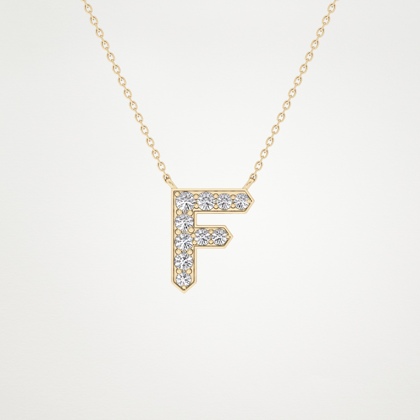 0.342 CT Moissanite F-Shaped Necklace in 14K or 18K Solid Gold – DEF Color, VVS Clarity
