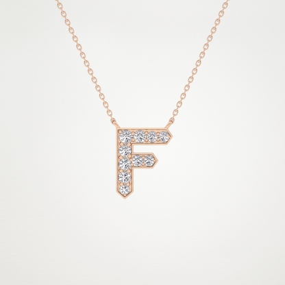 0.342 CT Moissanite F-Shaped Necklace in 14K or 18K Solid Gold – DEF Color, VVS Clarity