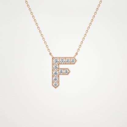 0.342 CT Moissanite F-Shaped Necklace in 14K or 18K Solid Gold – DEF Color, VVS Clarity