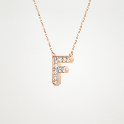 0.342 CT Moissanite F-Shaped Necklace in 14K or 18K Solid Gold – DEF Color, VVS Clarity