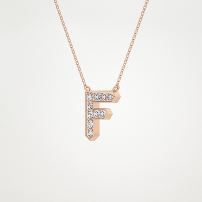 0.342 CT Moissanite F-Shaped Necklace in 14K or 18K Solid Gold – DEF Color, VVS Clarity