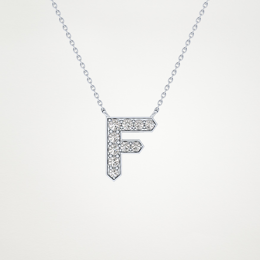 0.342 CT Moissanite F-Shaped Necklace in 14K or 18K Solid Gold – DEF Color, VVS Clarity