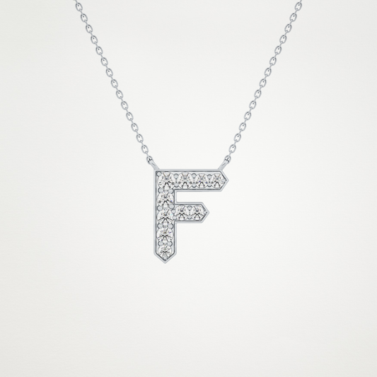 0.342 CT Moissanite F-Shaped Necklace in 14K or 18K Solid Gold – DEF Color, VVS Clarity