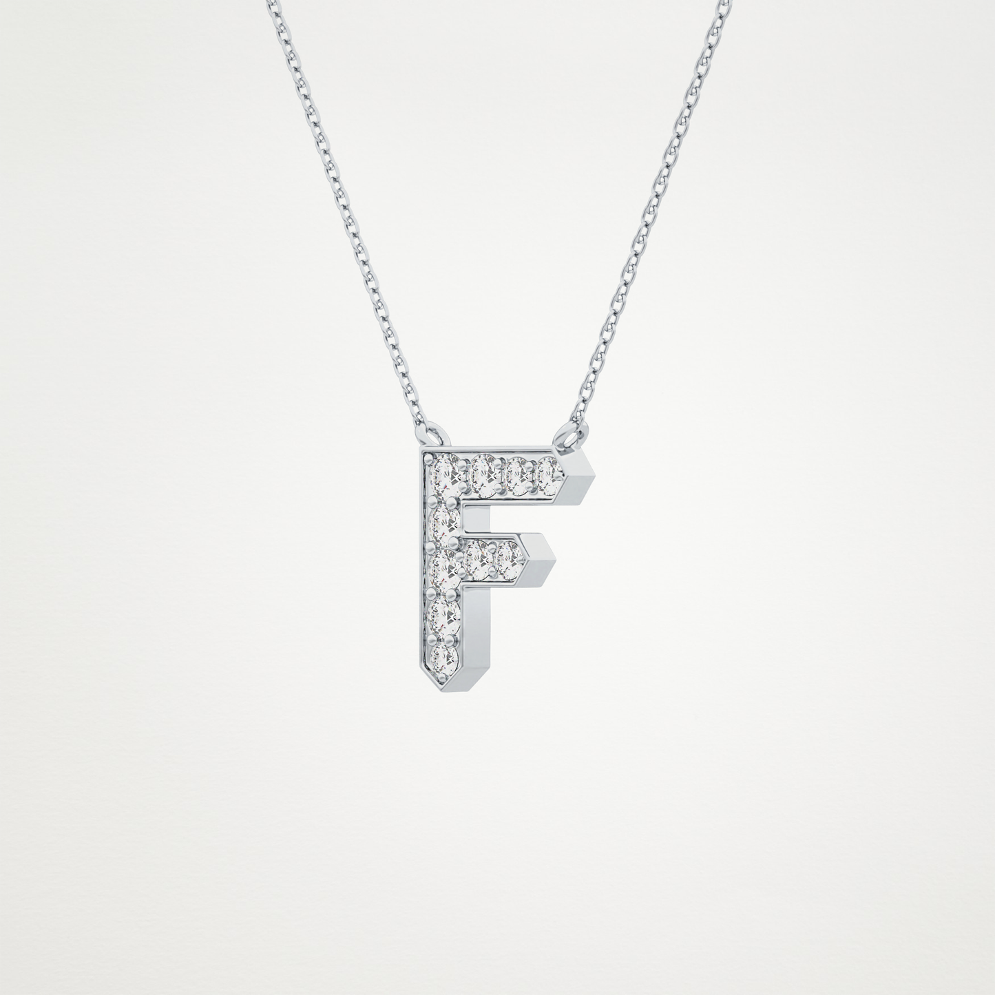 0.342 CT Moissanite F-Shaped Necklace in 14K or 18K Solid Gold – DEF Color, VVS Clarity
