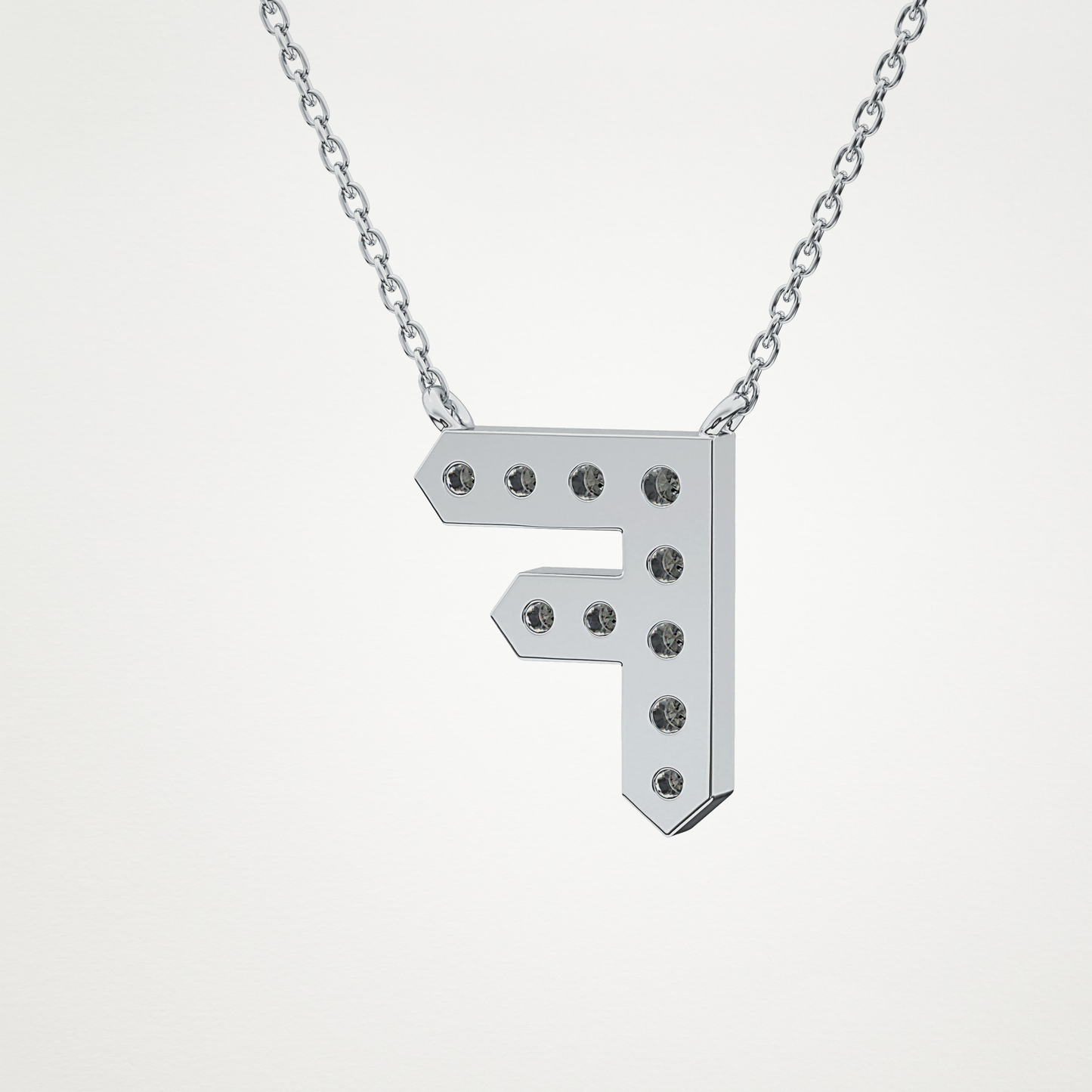 0.342 CT Moissanite F-Shaped Necklace in 14K or 18K Solid Gold – DEF Color, VVS Clarity