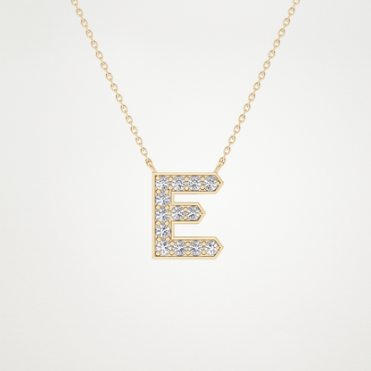 0.385 CT Moissanite E-Shaped Necklace in 14K or 18K Solid Gold – DEF Color, VVS Clarity