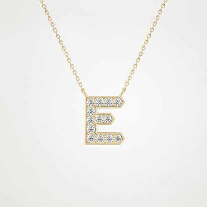 0.385 CT Moissanite E-Shaped Necklace in 14K or 18K Solid Gold – DEF Color, VVS Clarity
