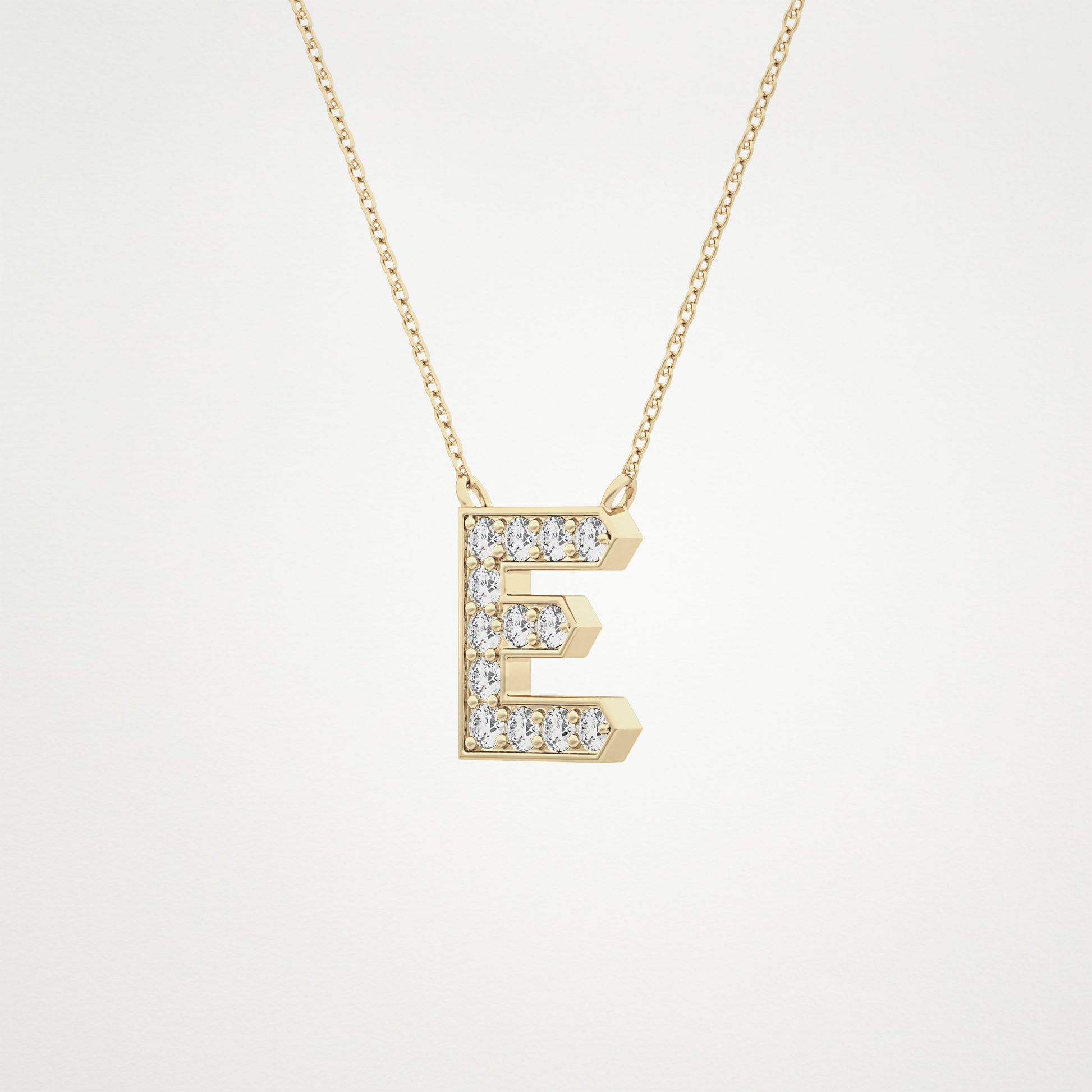 0.385 CT Moissanite E-Shaped Necklace in 14K or 18K Solid Gold – DEF Color, VVS Clarity