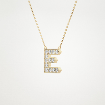 0.385 CT Moissanite E-Shaped Necklace in 14K or 18K Solid Gold – DEF Color, VVS Clarity