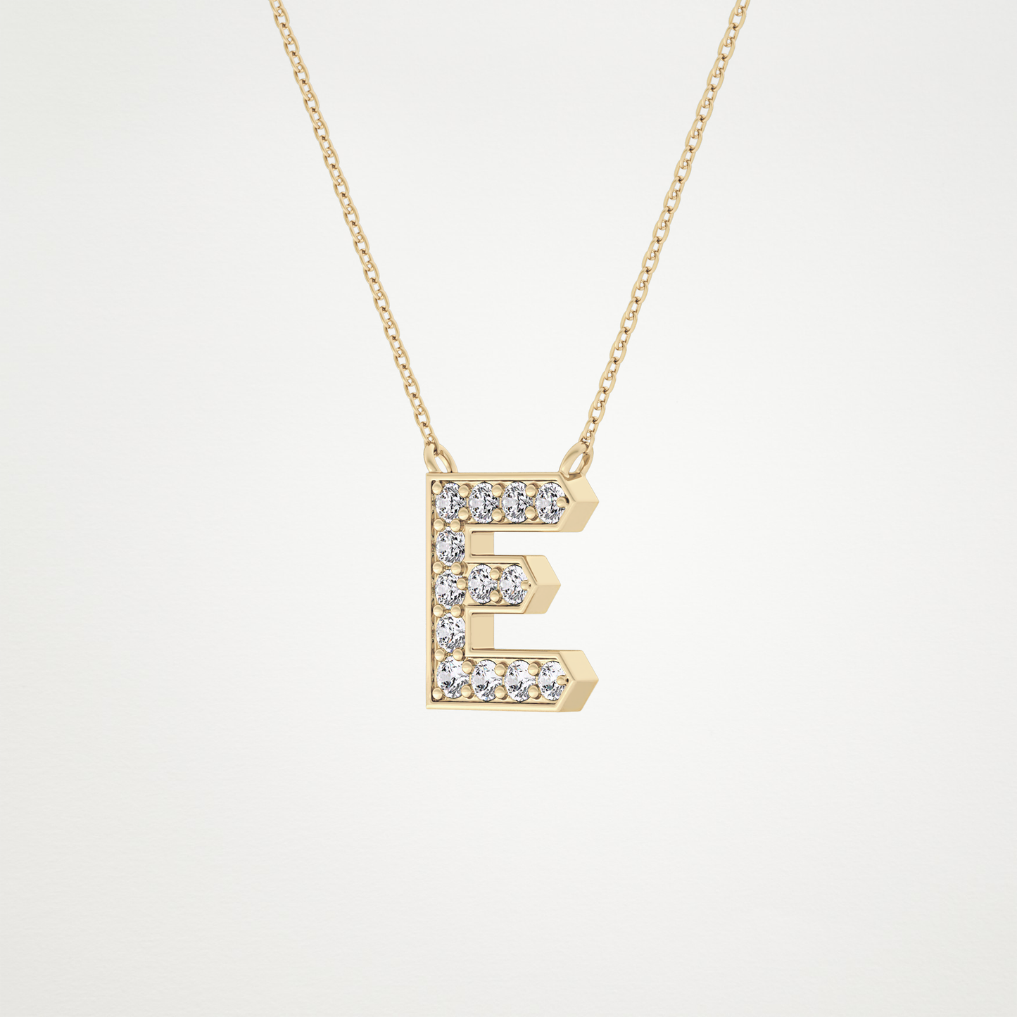 0.385 CT Moissanite E-Shaped Necklace in 14K or 18K Solid Gold – DEF Color, VVS Clarity
