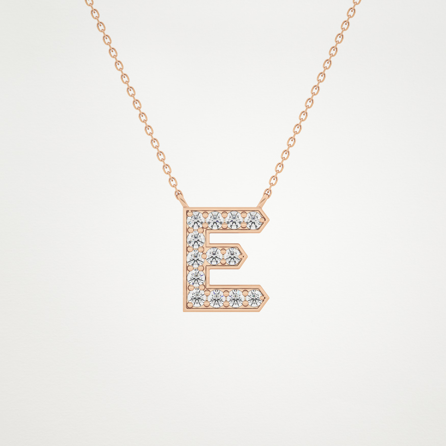 0.385 CT Moissanite E-Shaped Necklace in 14K or 18K Solid Gold – DEF Color, VVS Clarity