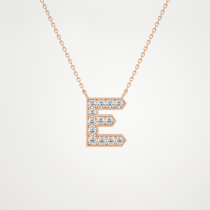 0.385 CT Moissanite E-Shaped Necklace in 14K or 18K Solid Gold – DEF Color, VVS Clarity