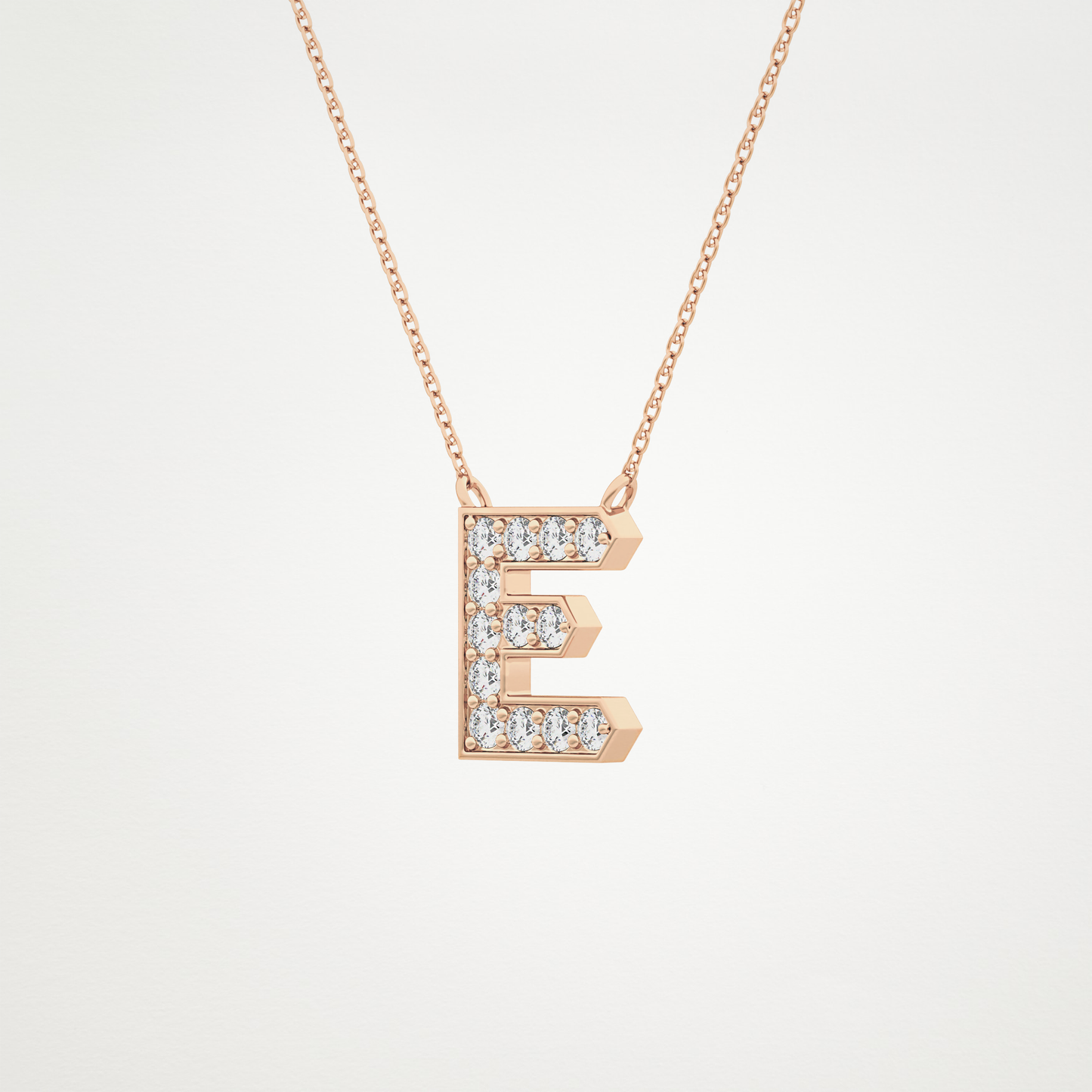 0.385 CT Moissanite E-Shaped Necklace in 14K or 18K Solid Gold – DEF Color, VVS Clarity