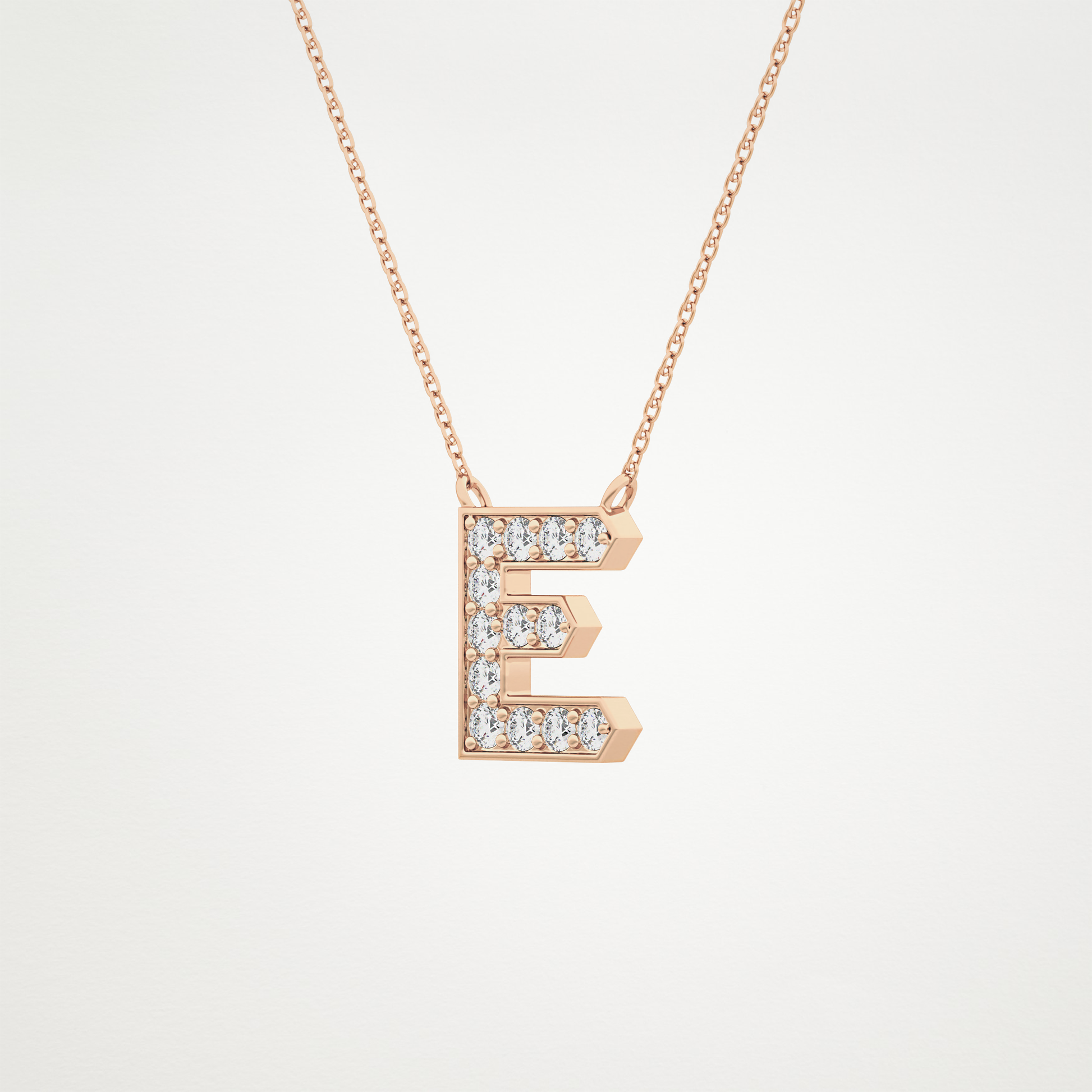 0.385 CT Moissanite E-Shaped Necklace in 14K or 18K Solid Gold – DEF Color, VVS Clarity