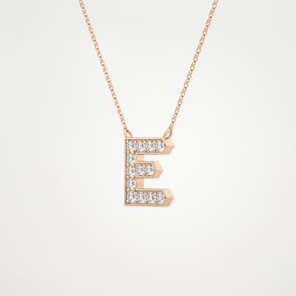 0.385 CT Moissanite E-Shaped Necklace in 14K or 18K Solid Gold – DEF Color, VVS Clarity