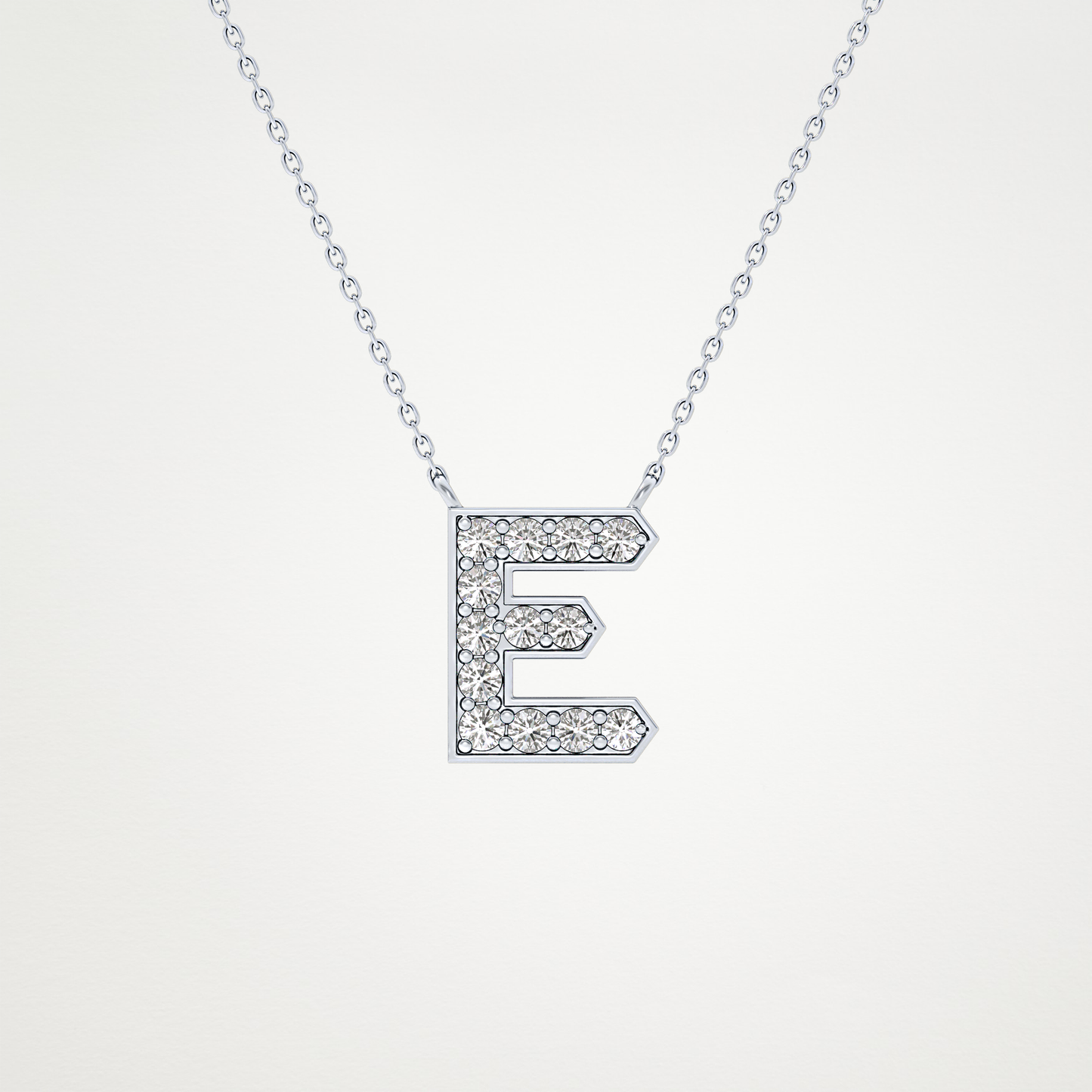 0.385 CT Moissanite E-Shaped Necklace in 14K or 18K Solid Gold – DEF Color, VVS Clarity