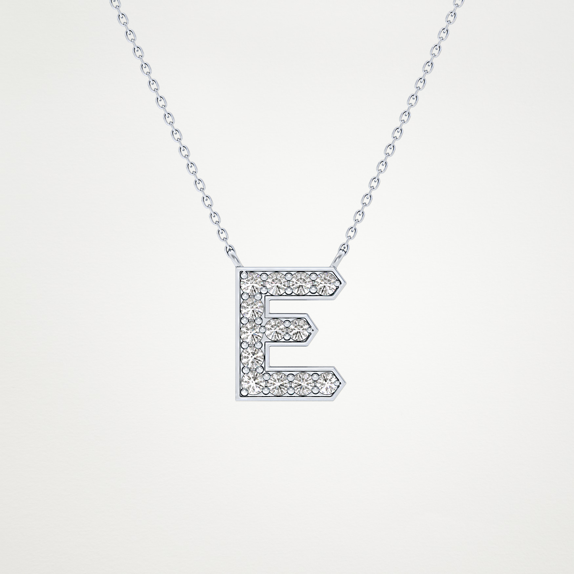 0.385 CT Moissanite E-Shaped Necklace in 14K or 18K Solid Gold – DEF Color, VVS Clarity