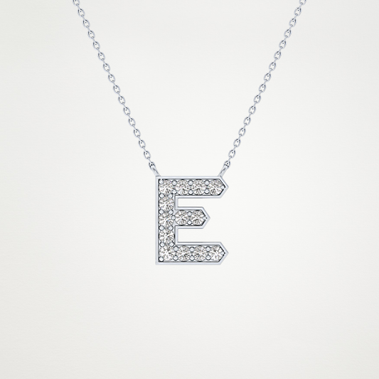 0.385 CT Moissanite E-Shaped Necklace in 14K or 18K Solid Gold – DEF Color, VVS Clarity