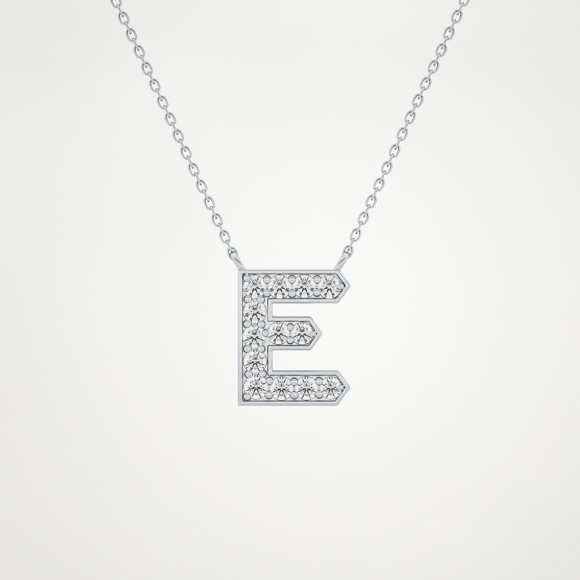 0.385 CT Moissanite E-Shaped Necklace in 14K or 18K Solid Gold – DEF Color, VVS Clarity